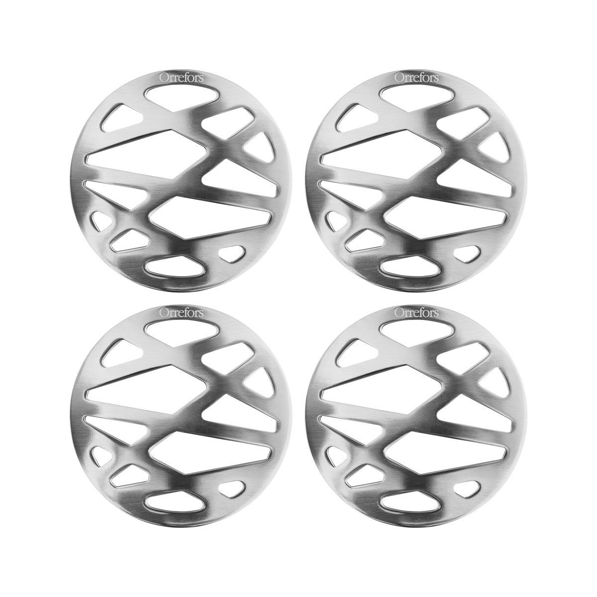 Orrefors City coaster 4-pack Stainless steel | Scandinavian Design | Coasters | Silver-coloured