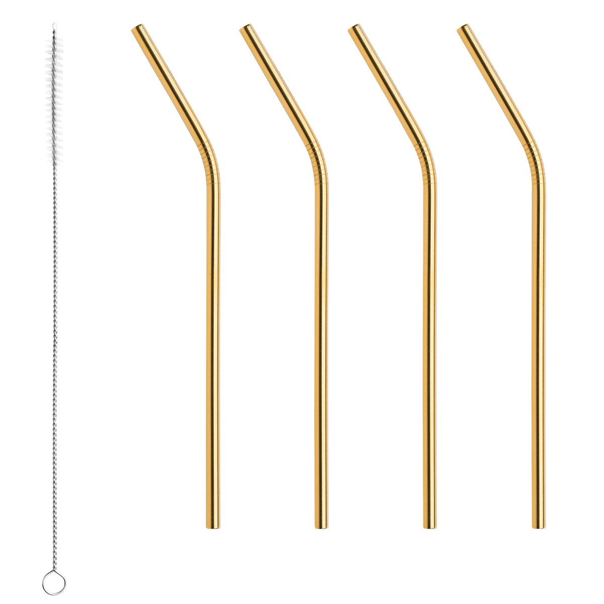 Orrefors Peak metal straws 4-pack Brass | Scandinavian Design | Wine & barware | Gold-coloured