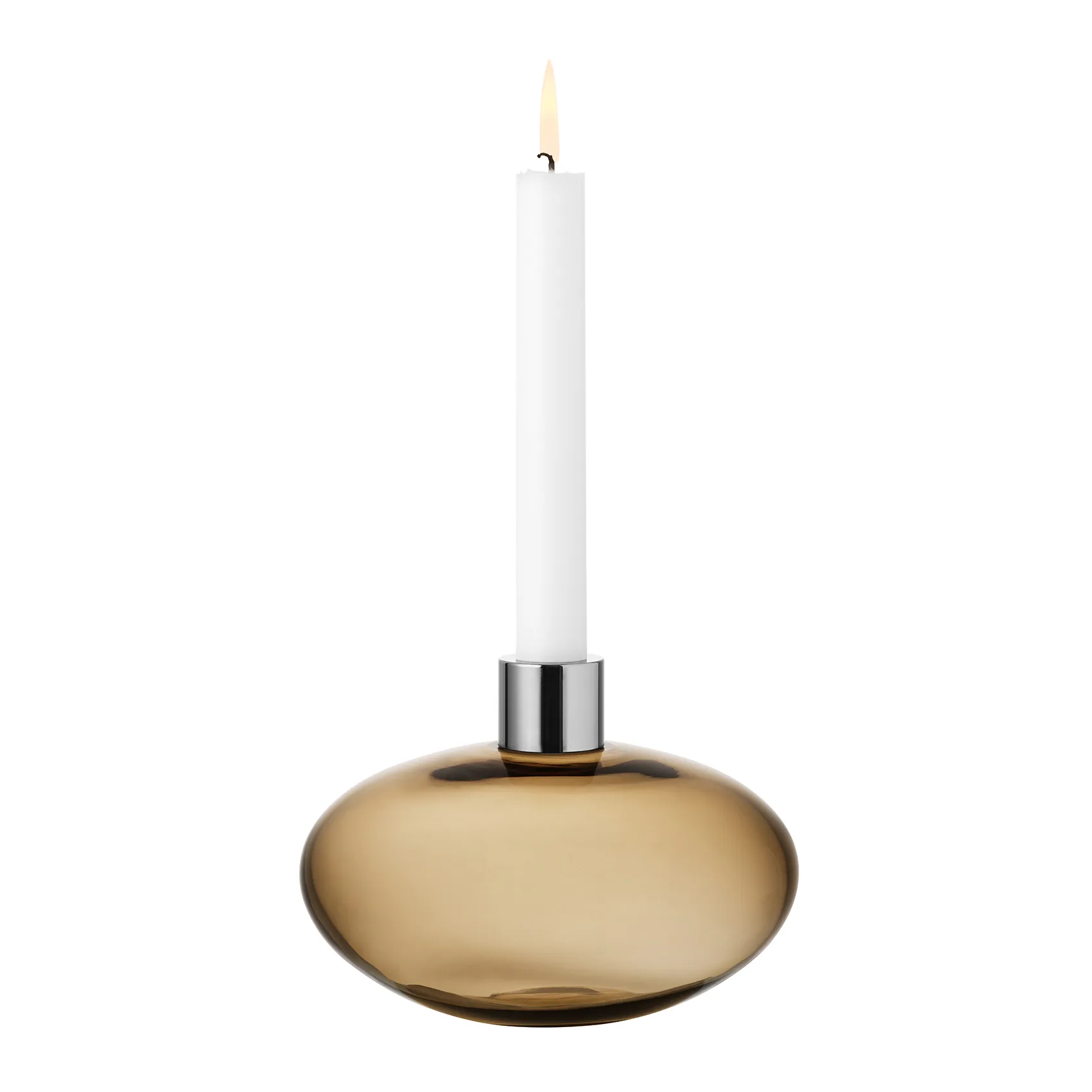 Pluto candle sticks, goldbrown Orrefors