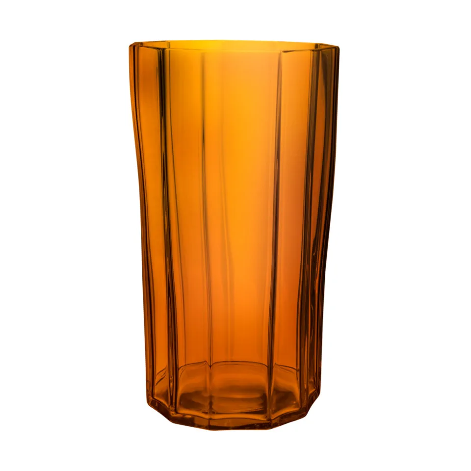 Orrefors Reed storm lantern 25 cm Amber | Scandinavian Design | Tea light holders, lanterns & candle dishes | Orange