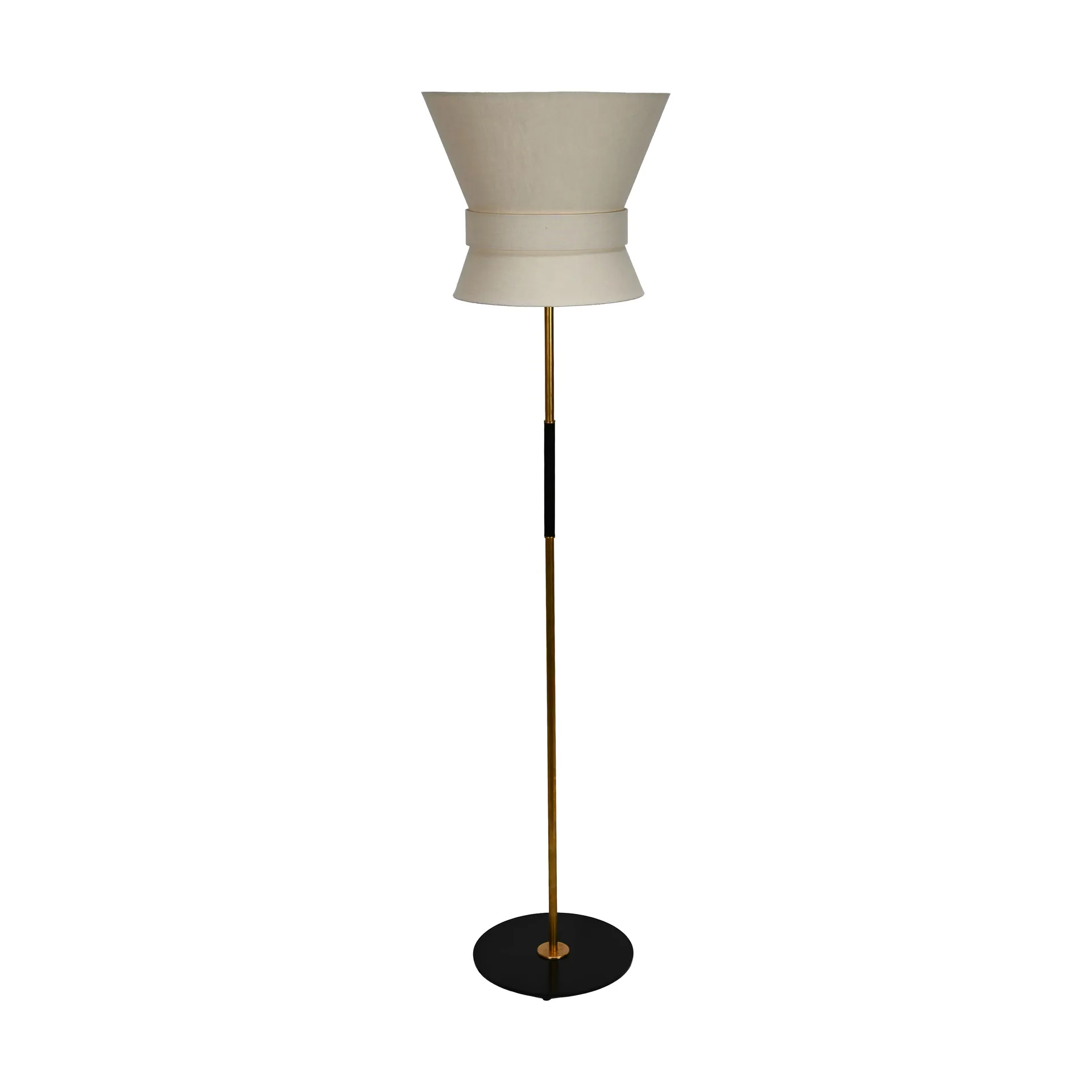 Bow floor lamp, Raw brass-cream white, large 159 cm Örsjö Belysning