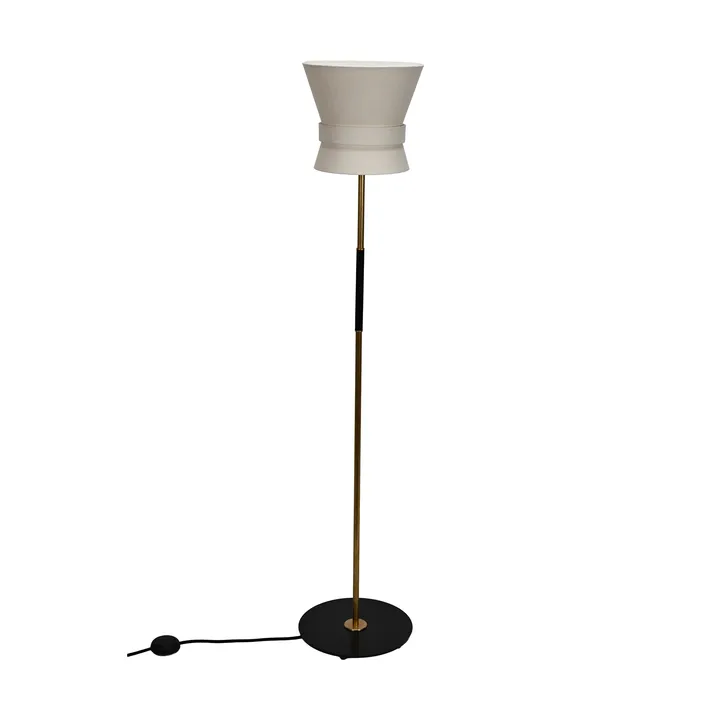 Bow floor lamp - Raw brass-cream white, small 147 cm - Örsjö Belysning