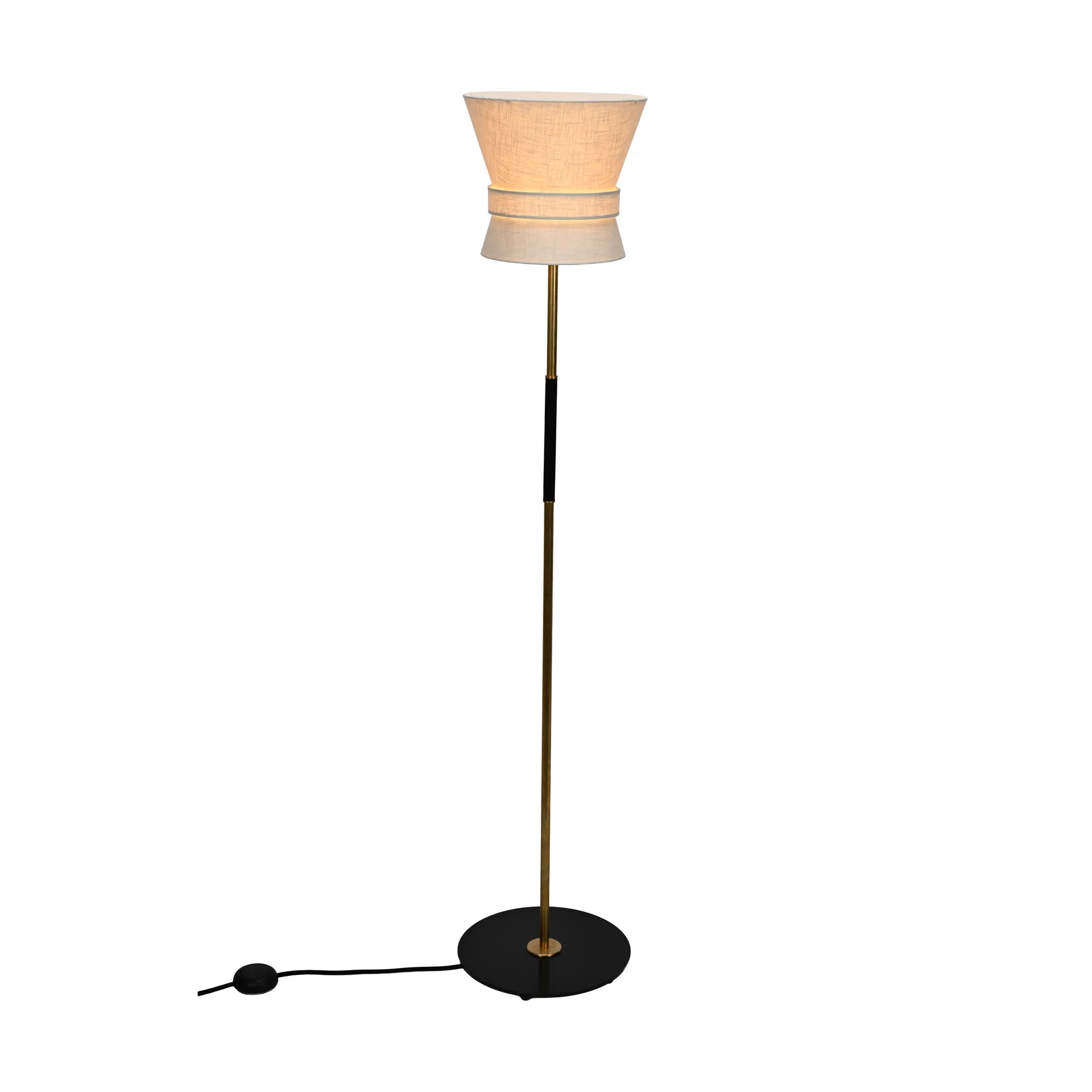 Bow floor lamp, Raw brass-cream white, small 147 cm Örsjö Belysning