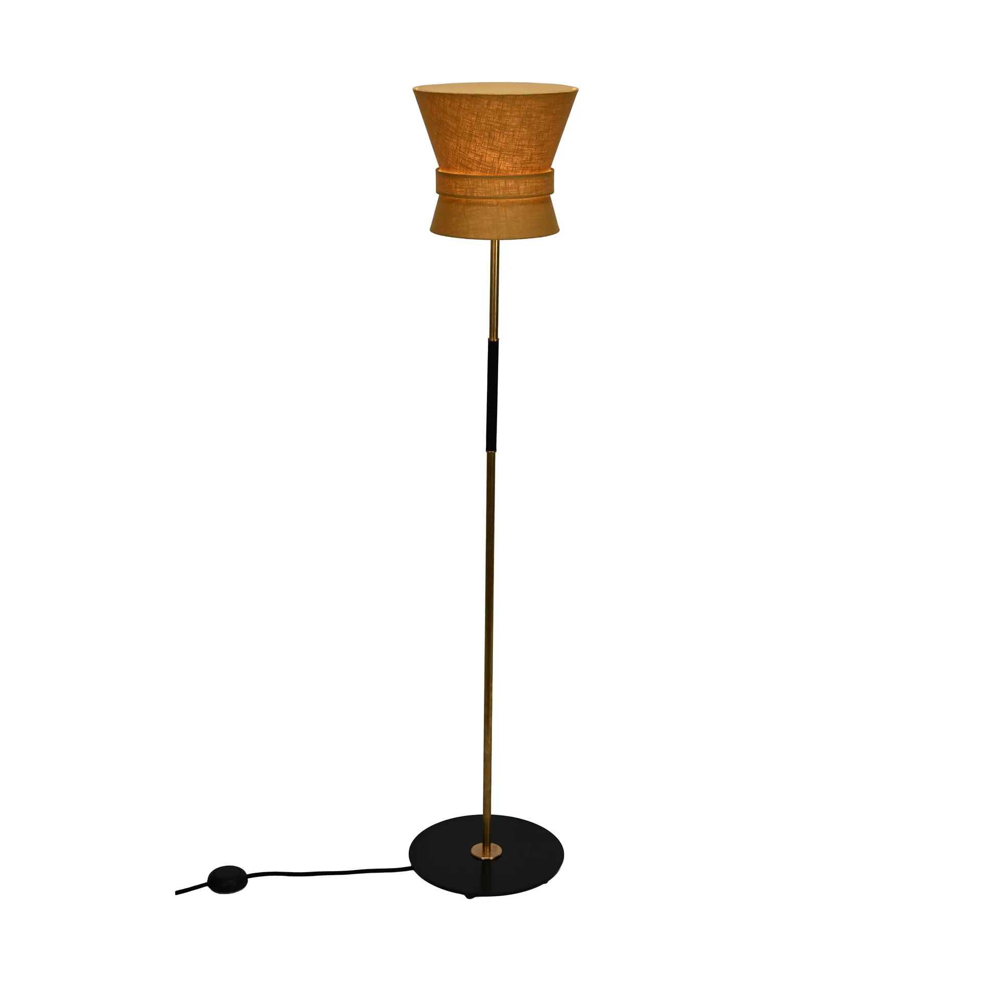 Bow floor lamp, Raw brass-yellow ochre, small 147 cm Örsjö Belysning