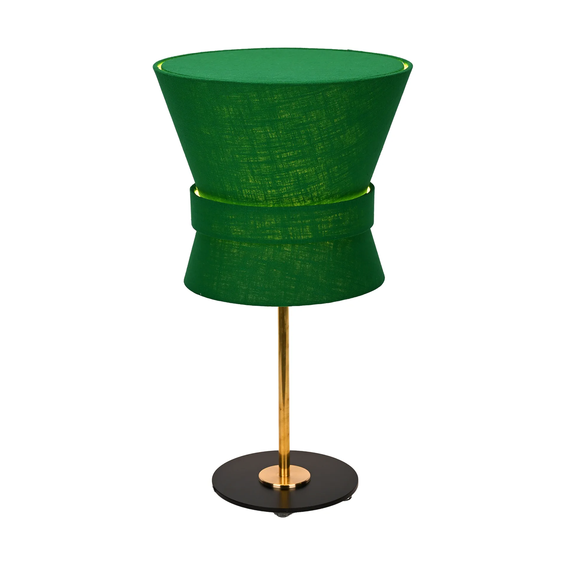 Bow table lamp, Raw brass-emerald green, small 50 cm Örsjö Belysning