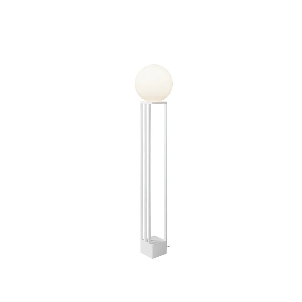 Libreria floor lamp, White structure, opal white glass Örsjö Belysning