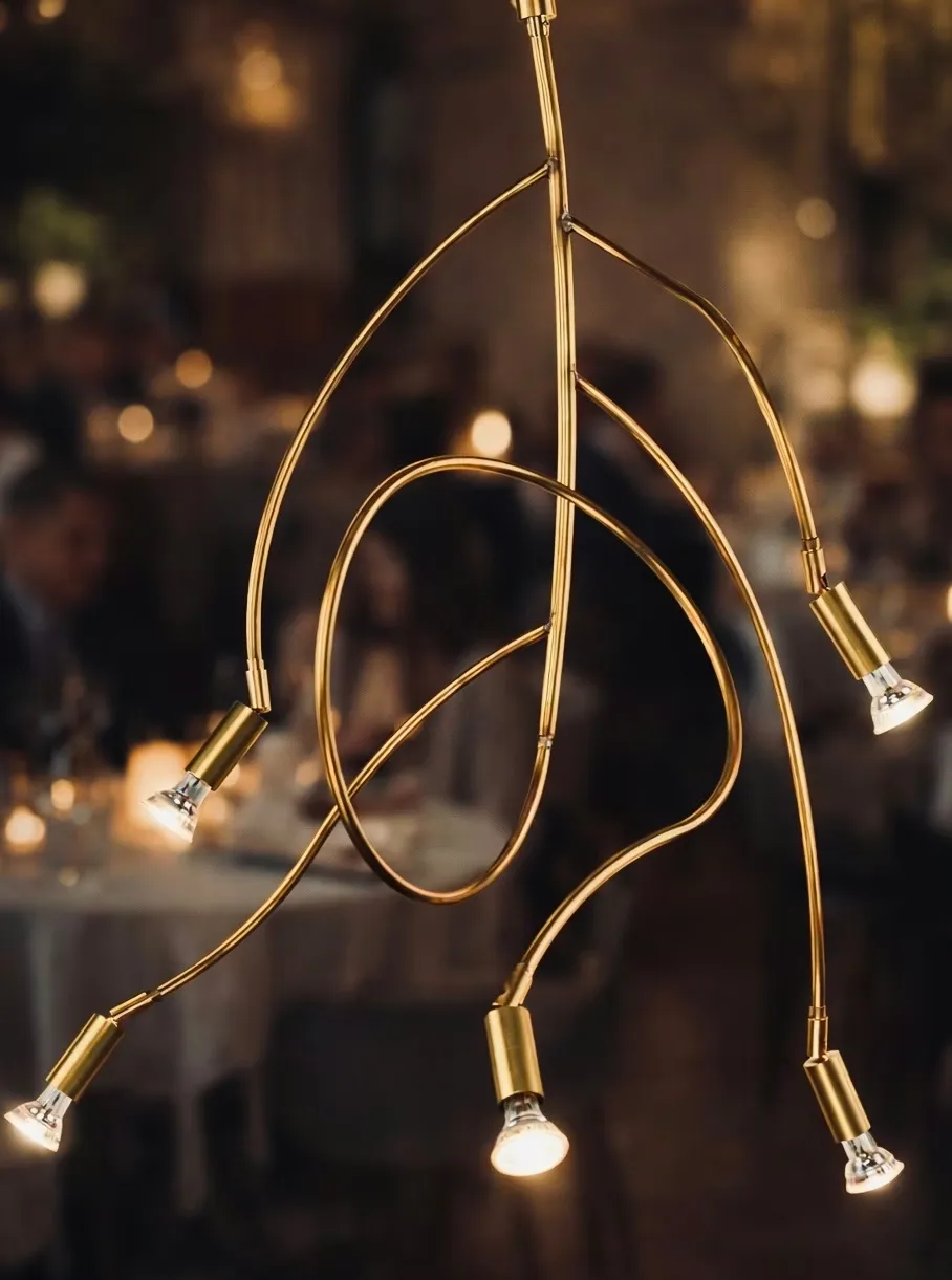 Ranka 5 ceiling lamp, Raw brass Örsjö Belysning