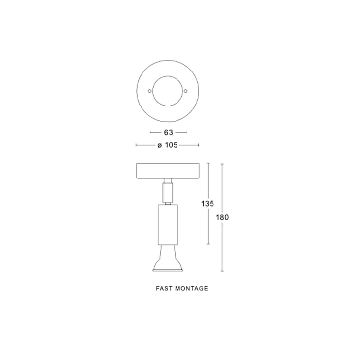 Star 1 Wall lamp/Ceiling lamp - Raw copper, with terminal block - Örsjö Belysning