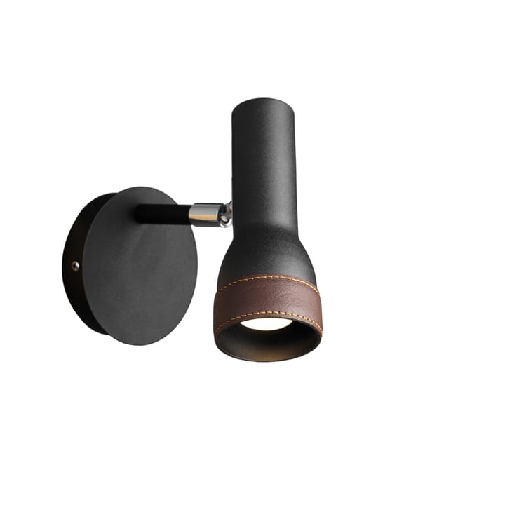 Talk wall lamp - Black, brown leather - Örsjö Belysning