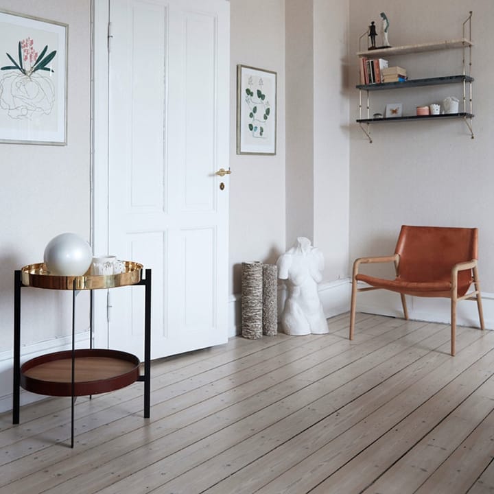 Deck tray table - brass. black stand. black marbleshelf - OX Denmarq