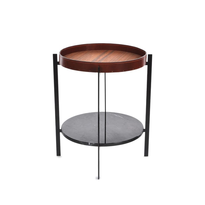 Deck tray table - teak. black stand. black marbleshelf - OX Denmarq