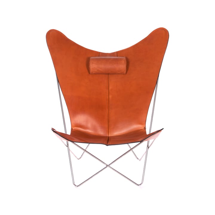 KS Chair bat armchair - Leather hazelnut. stainless steel stand - OX Denmarq