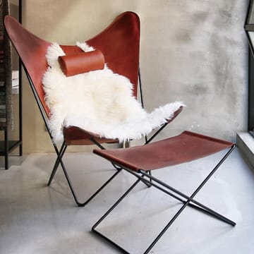 KS Chair bat armchair - Leather hazelnut. stainless steel stand - OX Denmarq