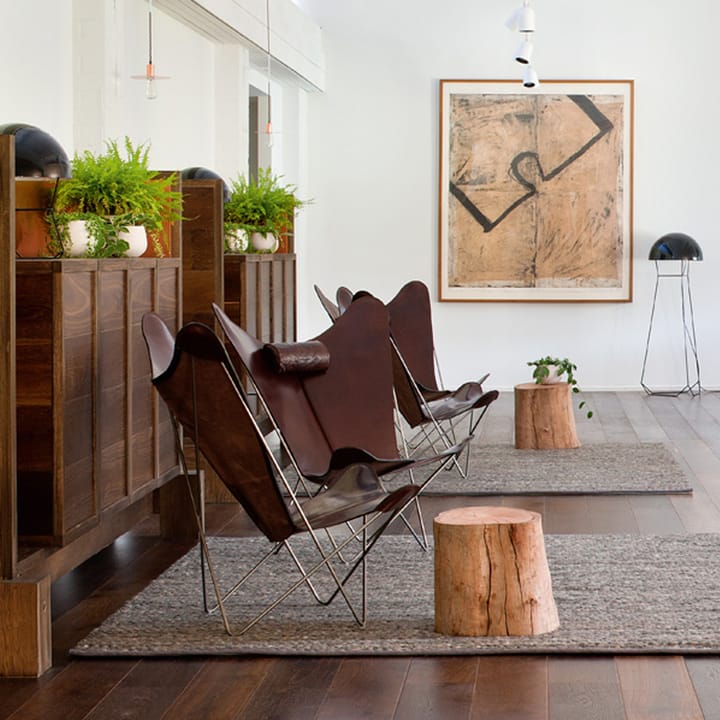 KS Chair bat armchair, leather nature. stainless steel stand OX Denmarq