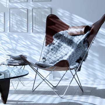KS Chair bat armchair - leather nature. stainless steel stand - OX Denmarq
