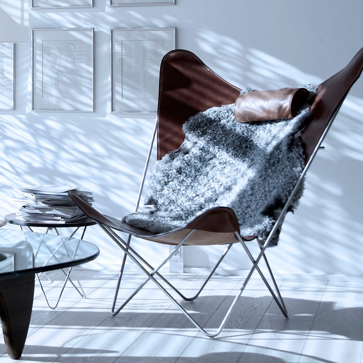 KS Chair bat armchair, leather nature. stainless steel stand OX Denmarq
