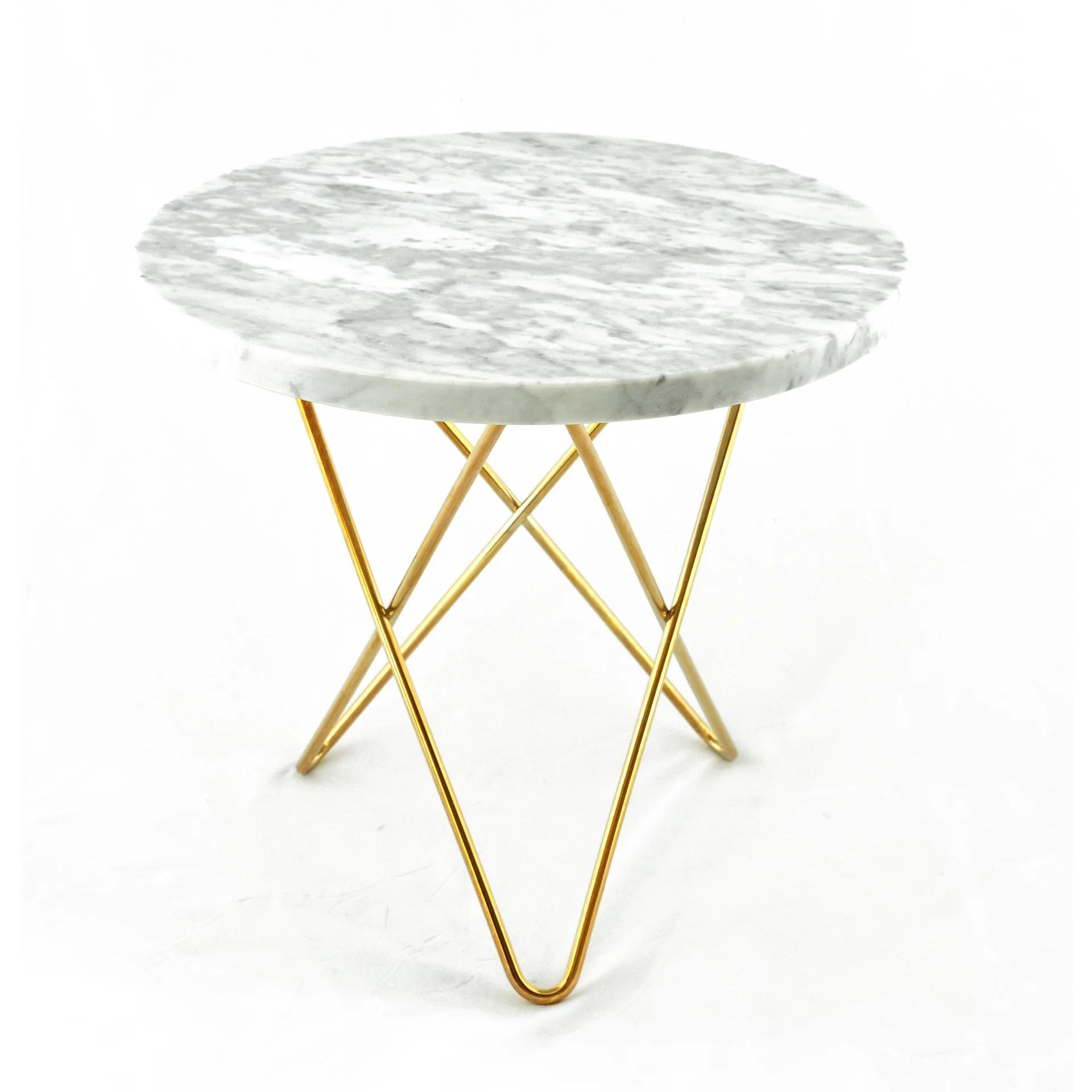 Mini O sideboard Ø40 H37, brass base, White marble OX Denmarq
