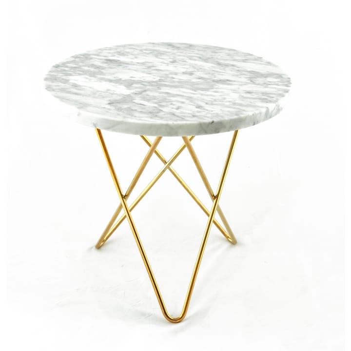 Mini O sideboard Ø40 H37, brass base - White marble - OX Denmarq