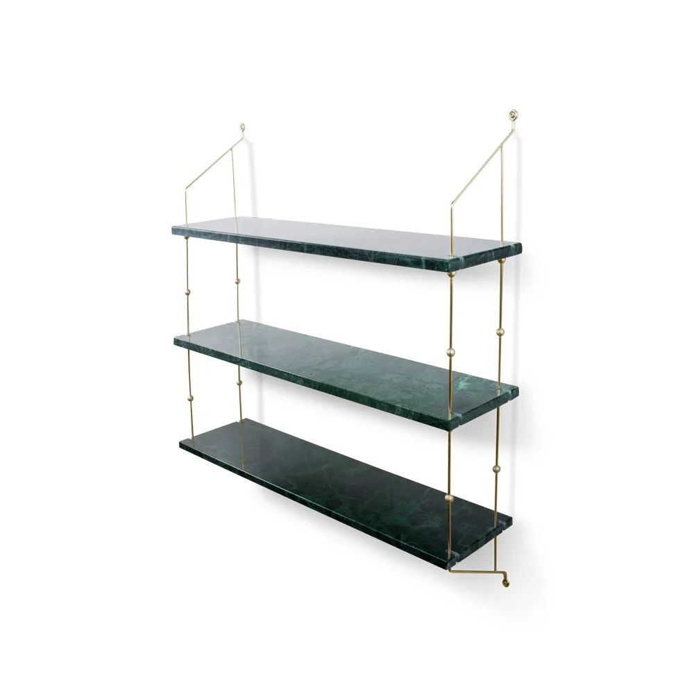 OX Denmarq Morse shelf marble green. frame in brass