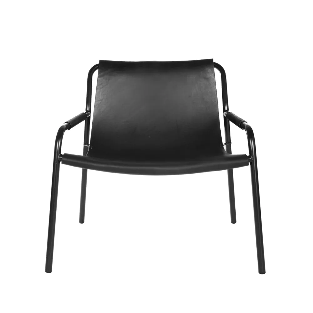 OX Denmarq September lounge chair Leather black. black laquered steelstand