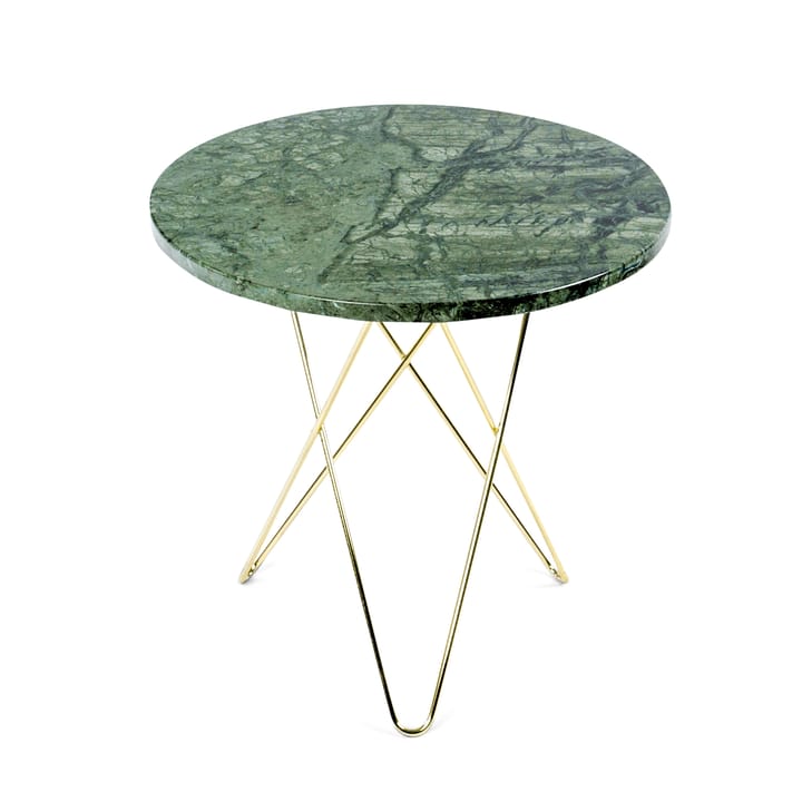 Tall mini O side table Ø50 H50. brass undercarriage - green marble - OX Denmarq