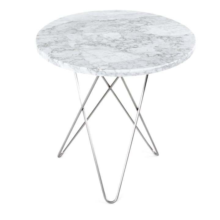 Tall mini O side table Ø50 H50. stainless steel undercarriage - white marble - OX Denmarq