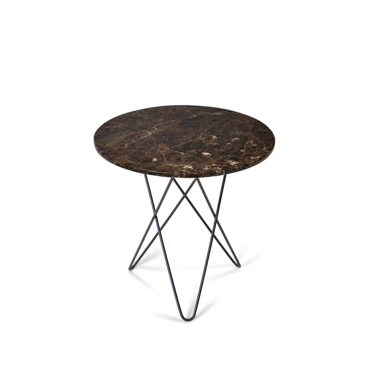 Tall Mini O Table coffee table - marble brown. black laquered stand - OX Denmarq