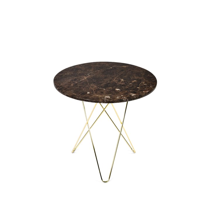 Tall Mini O Table coffee table - marble brown. brass stand - OX Denmarq