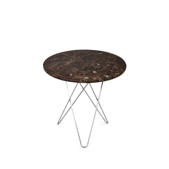 Tall Mini O Table coffee table - marble brown. stainless steel stand - OX Denmarq