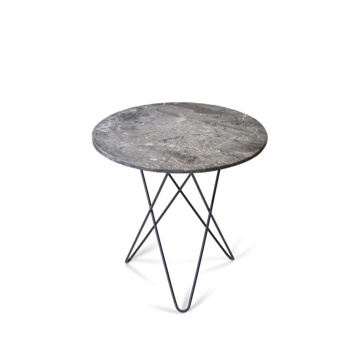 Tall Mini O Table coffee table - Marble grey. black laquered stand - OX Denmarq