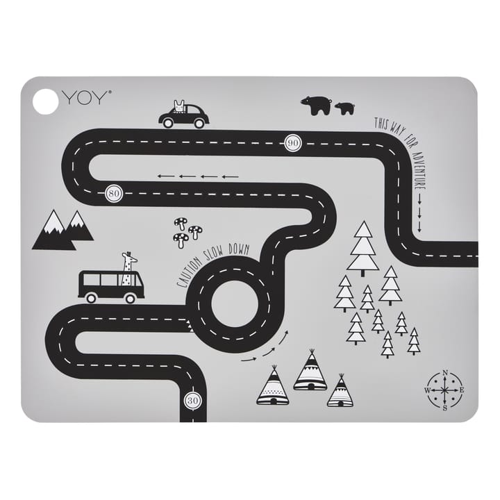 Adventure placemat, grey-black OYOY