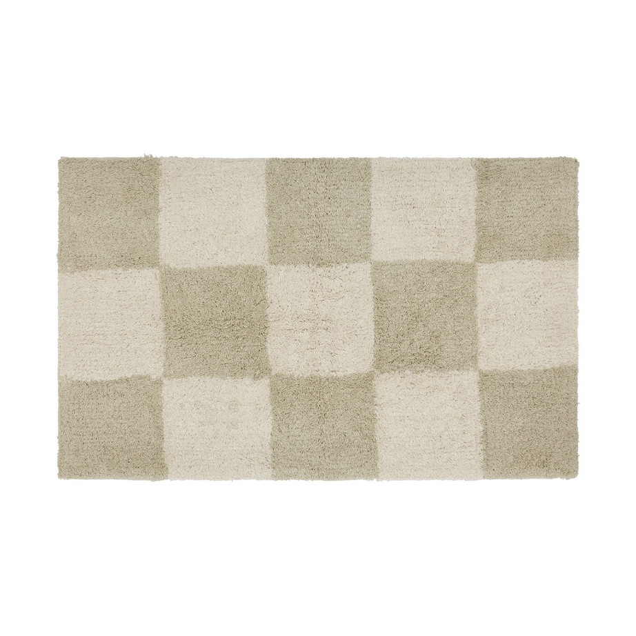OYOY Chess mat. Clay, 48x80 cm | Scandinavian Design | Fringe & Deep pile rugs | Beige
