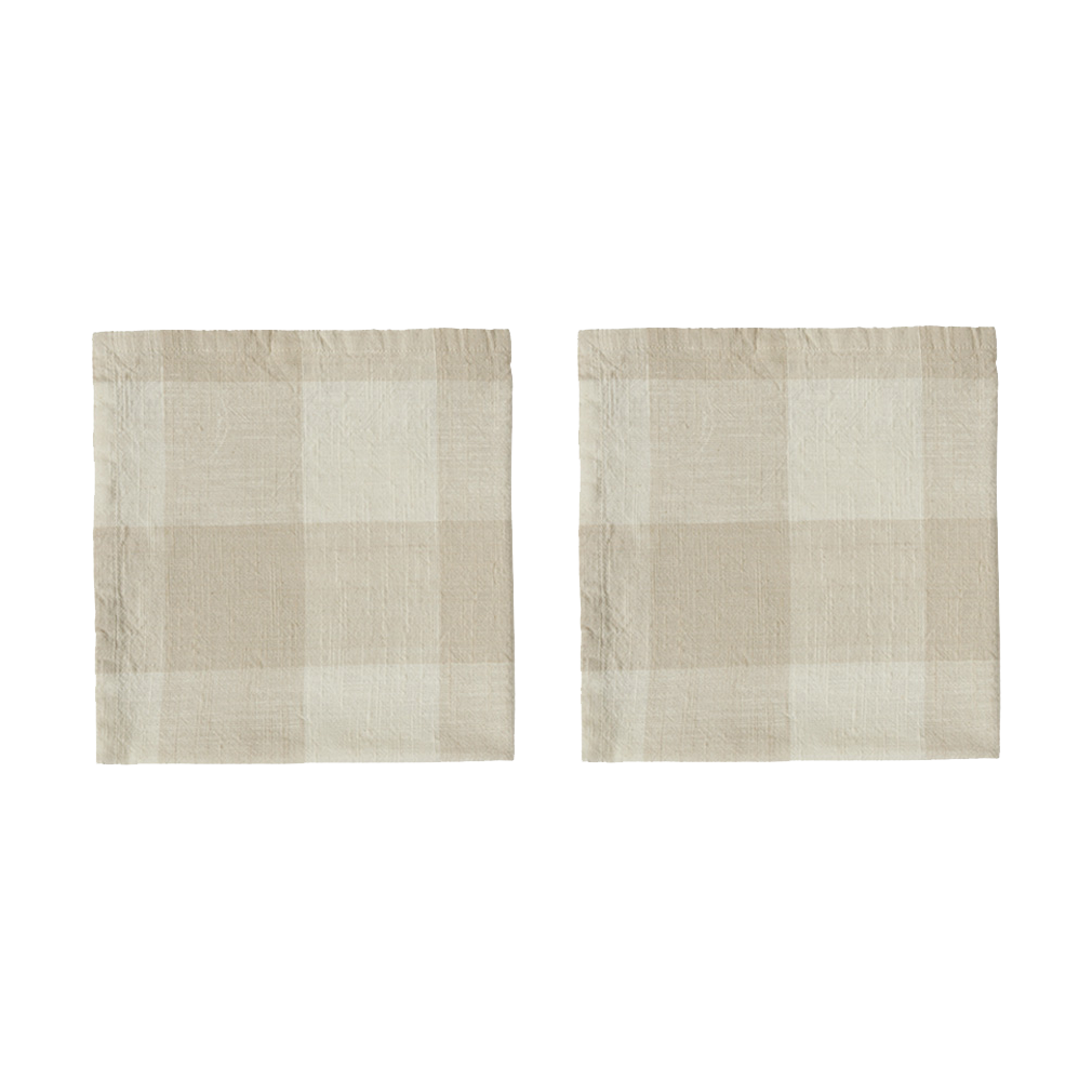 OYOY Chess napkin 2-pack Clay | Scandinavian Design | Linen & cotton napkins | Beige