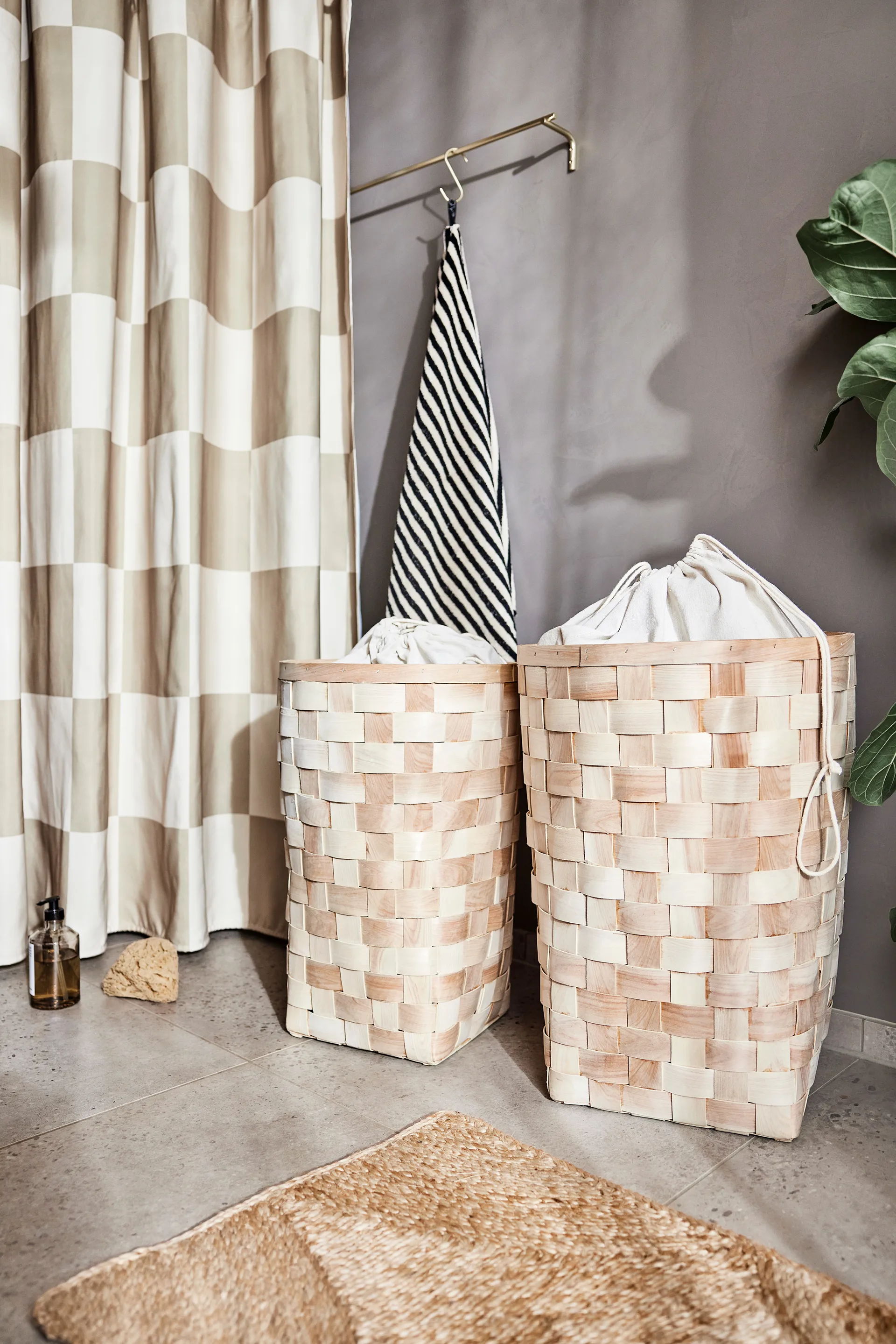 Chess shower curtain 180x180 cm, Clay-offwhite OYOY