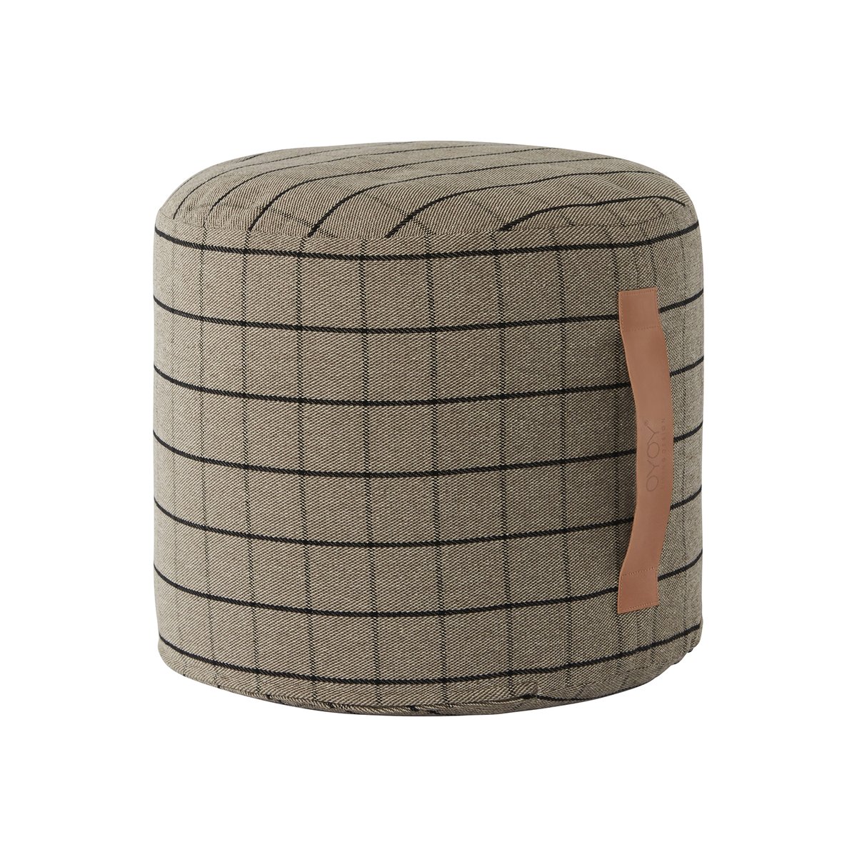 OYOY Grid pouf o40 cm clay | Scandinavian Design | Sitting poufs | Grey