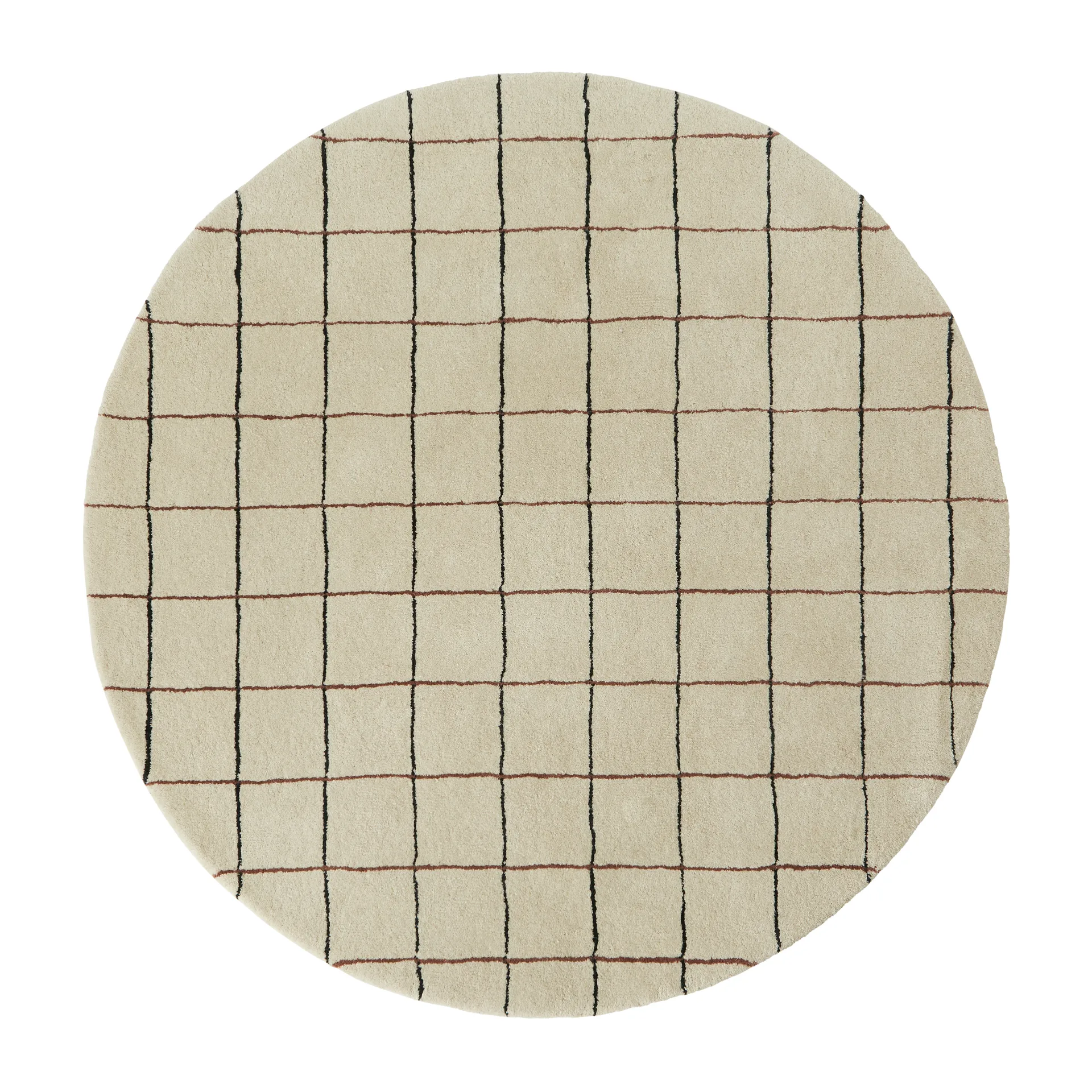 Grid round rug Ø140 cm, Off white OYOY