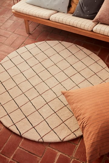 Grid round rug Ø140 cm - Off white - OYOY