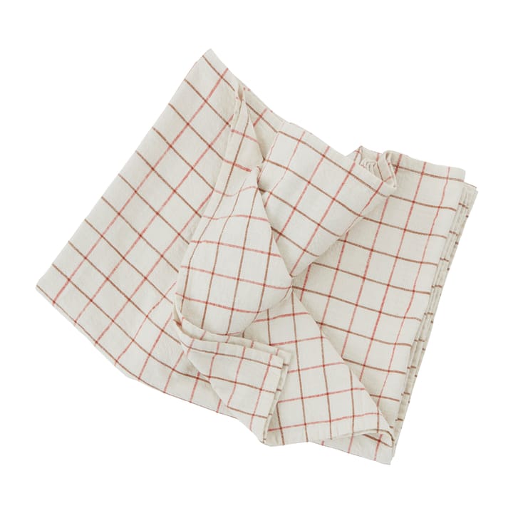 Grid table cloth 140x260 cm - Off white-red - OYOY