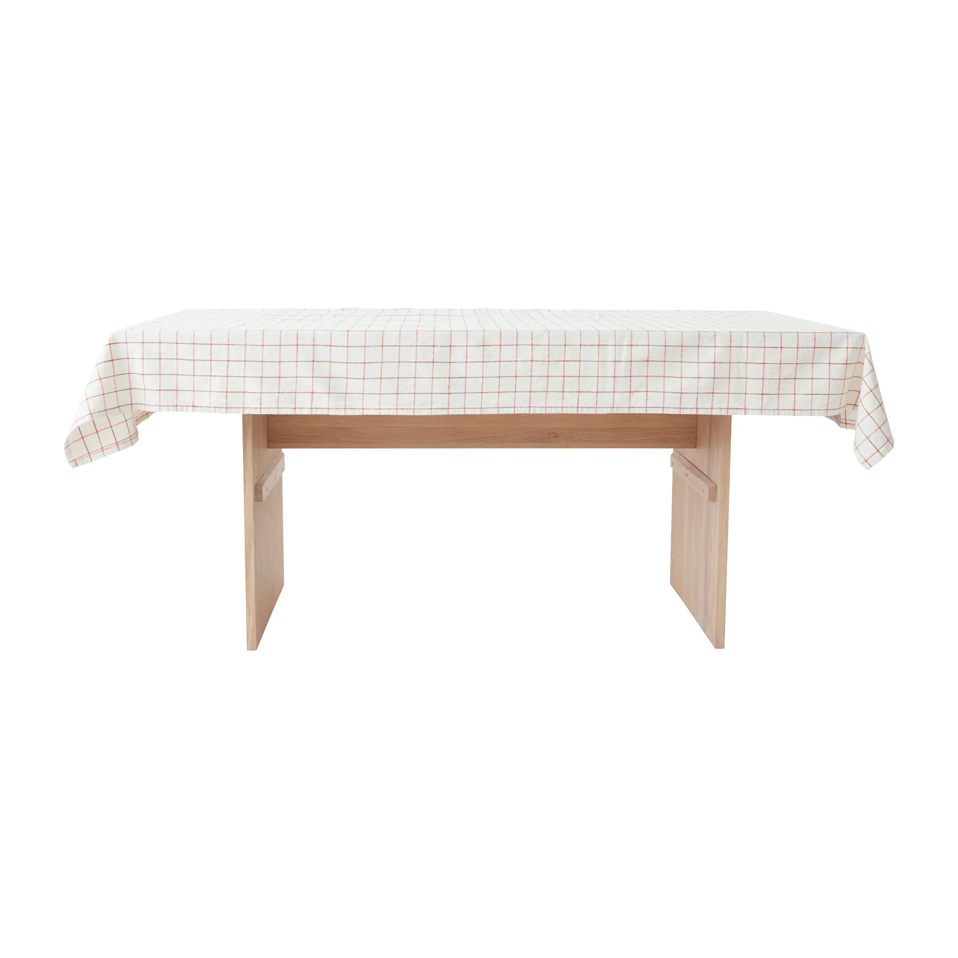 Grid table cloth 140x260 cm, Off white-red OYOY