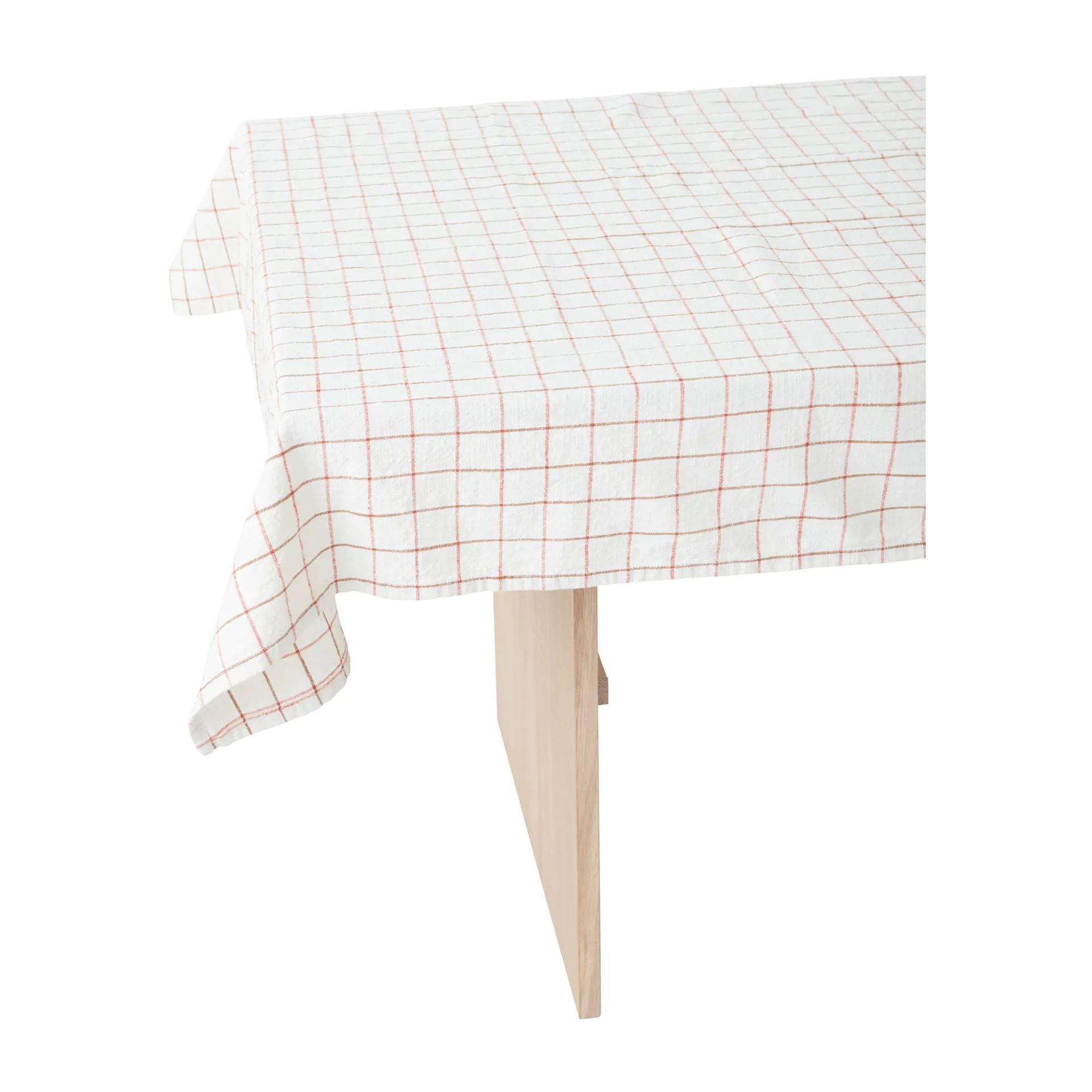Grid table cloth 140x260 cm, Off white-red OYOY