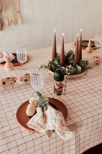 Grid table cloth 140x260 cm - Off white-red - OYOY