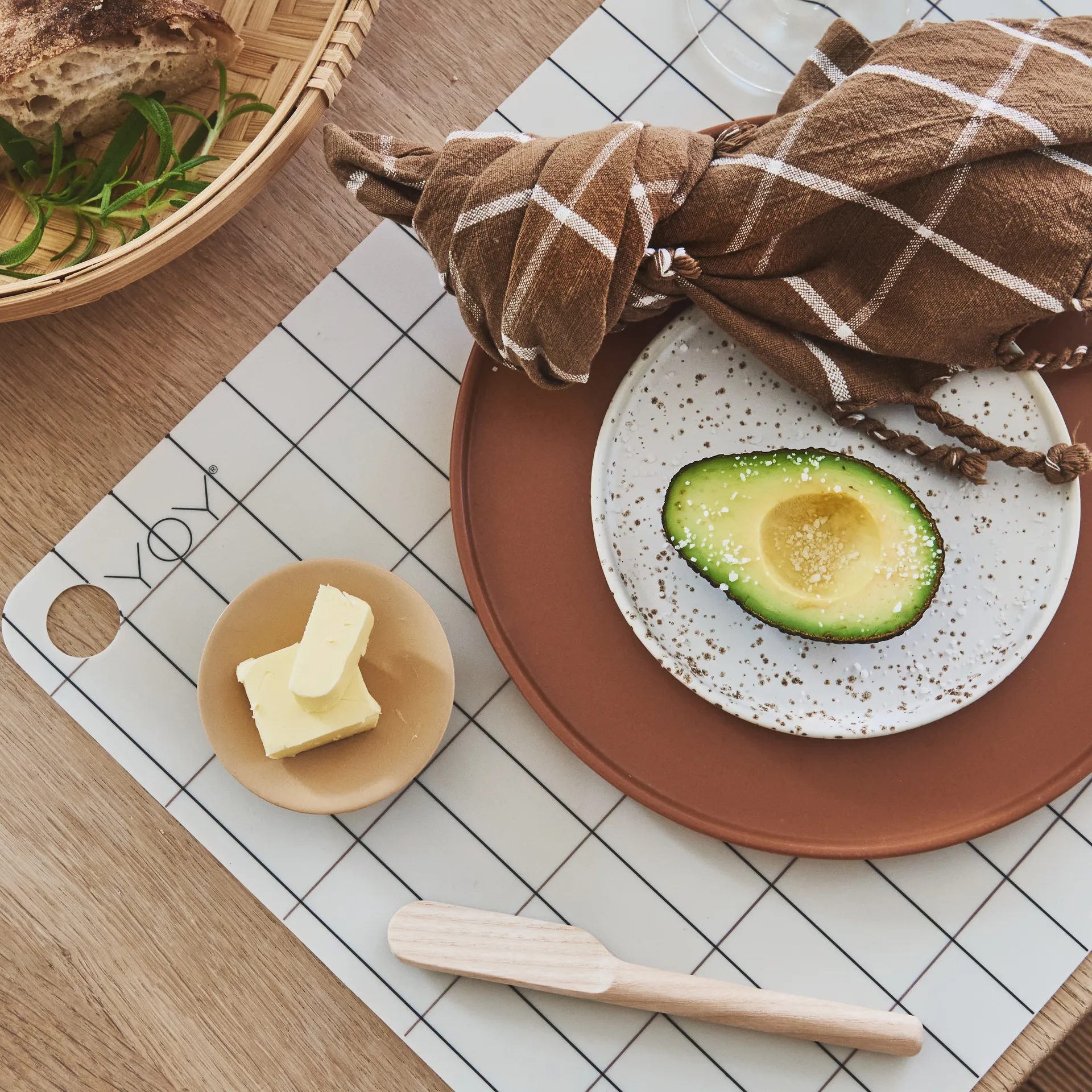 Inka plate Ø16 cm 2-pack, white-light brown OYOY