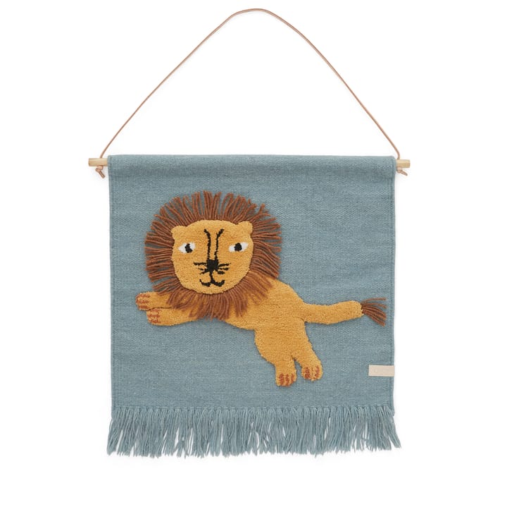 Jumping Lion wall decoration 52x55 cm - Blue - OYOY