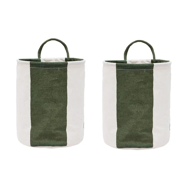 OYOY Kara storage basket small Ø18x22 cm 2-pack Dark Green