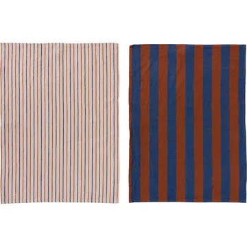Kurin kitchen towel 50x70 cm 2-pack - Caramel-blue - OYOY
