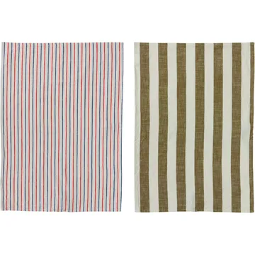 Kurin kitchen towel 50x70 cm 2-pack - Olive-off white - OYOY