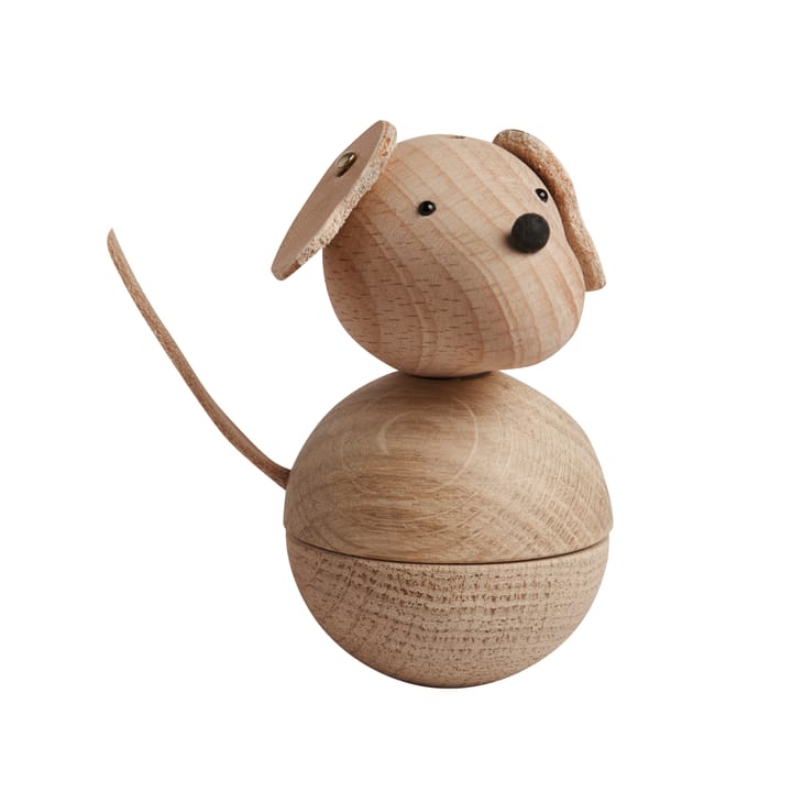 Leika dog wooden figurine - beech-oak-leather - OYOY