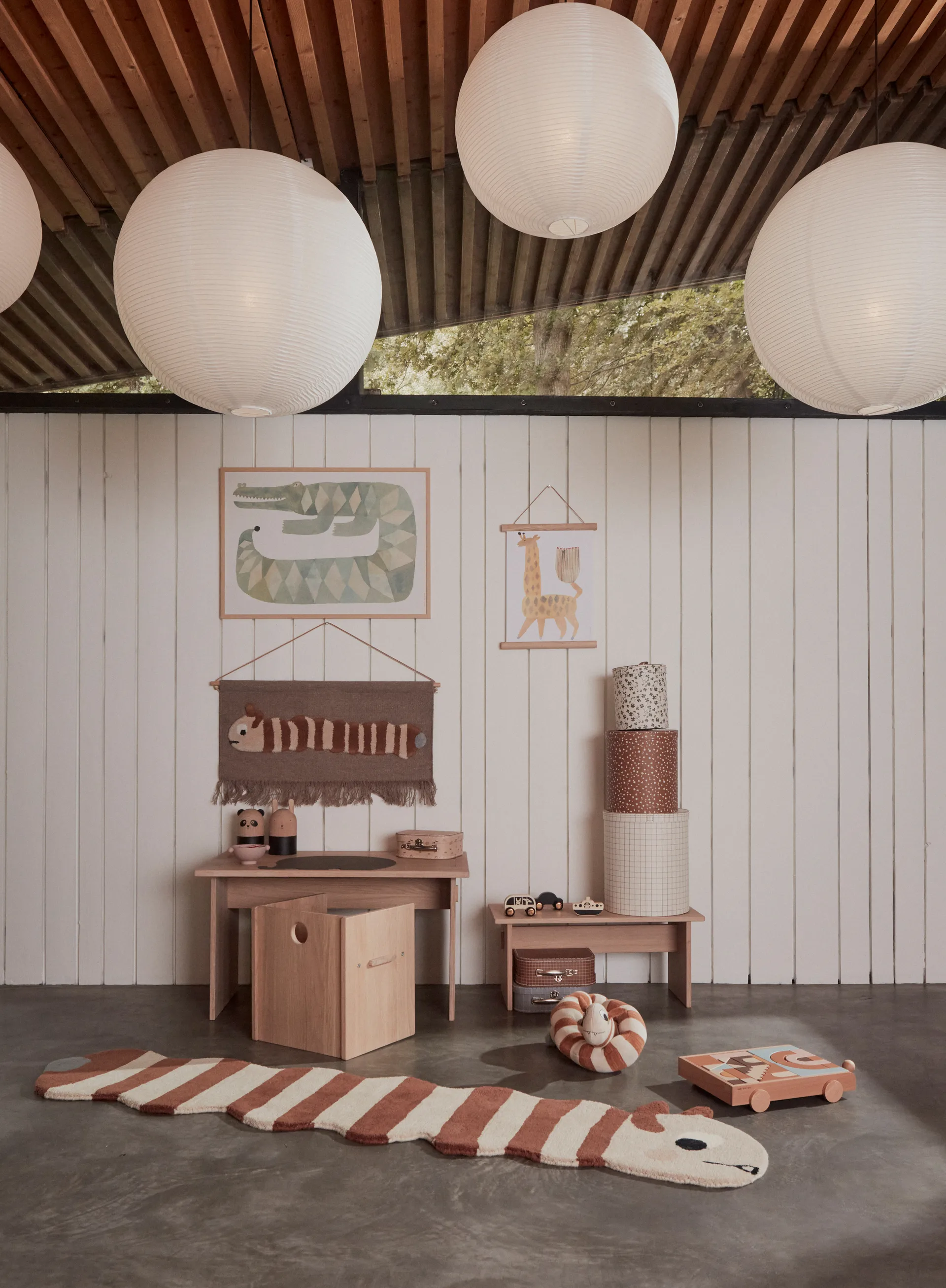 Leo larva rug 40x180 cm, Caramel-off white OYOY