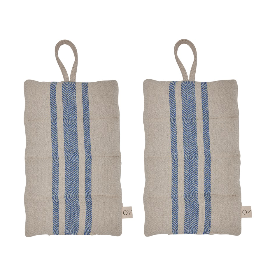 OYOY Linen pot holder 2-pack Blue | Scandinavian Design | Oven mitts, gloves & pot holders | Blue