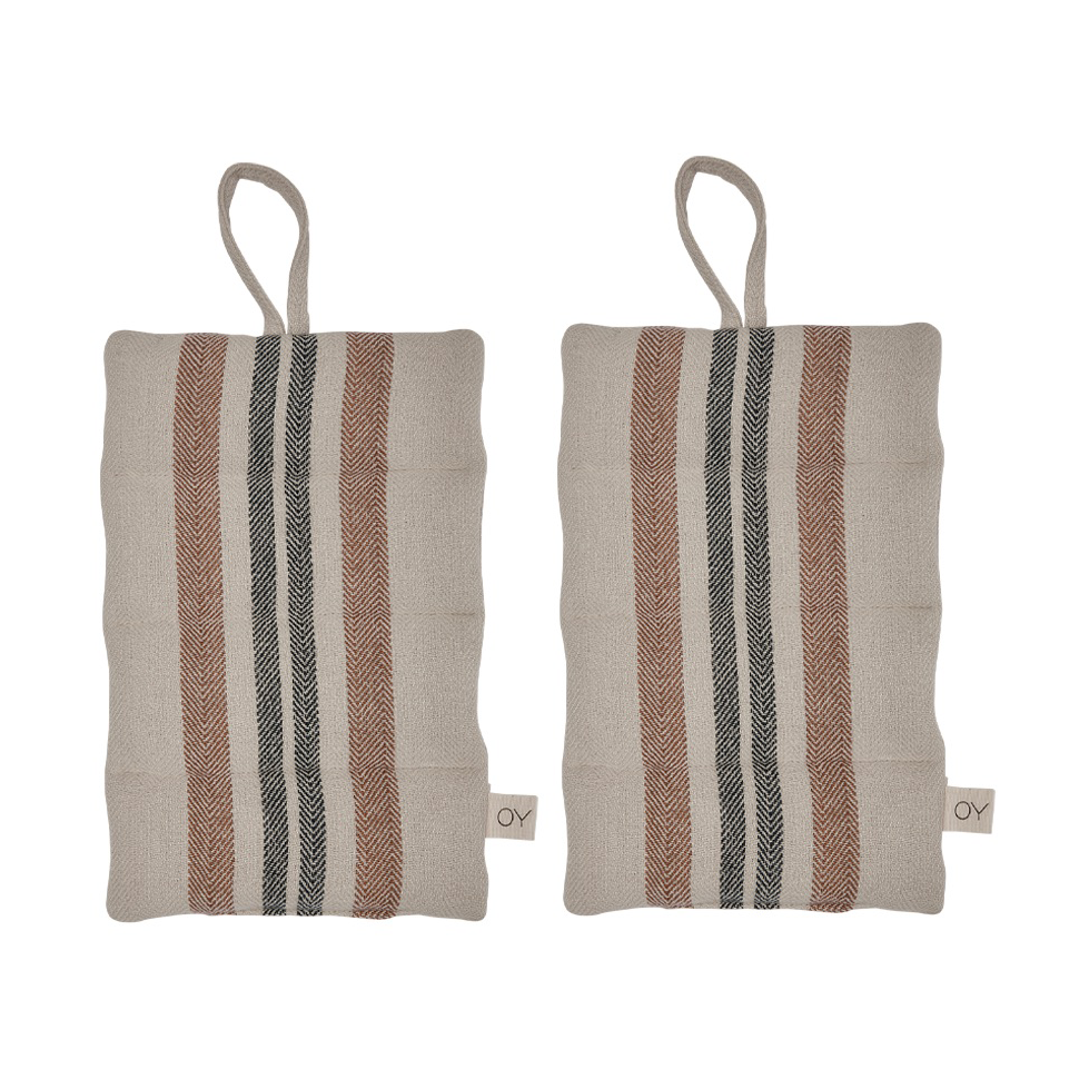 OYOY Linen pot holder 2-pack Caramel | Scandinavian Design | Oven mitts, gloves & pot holders | Beige